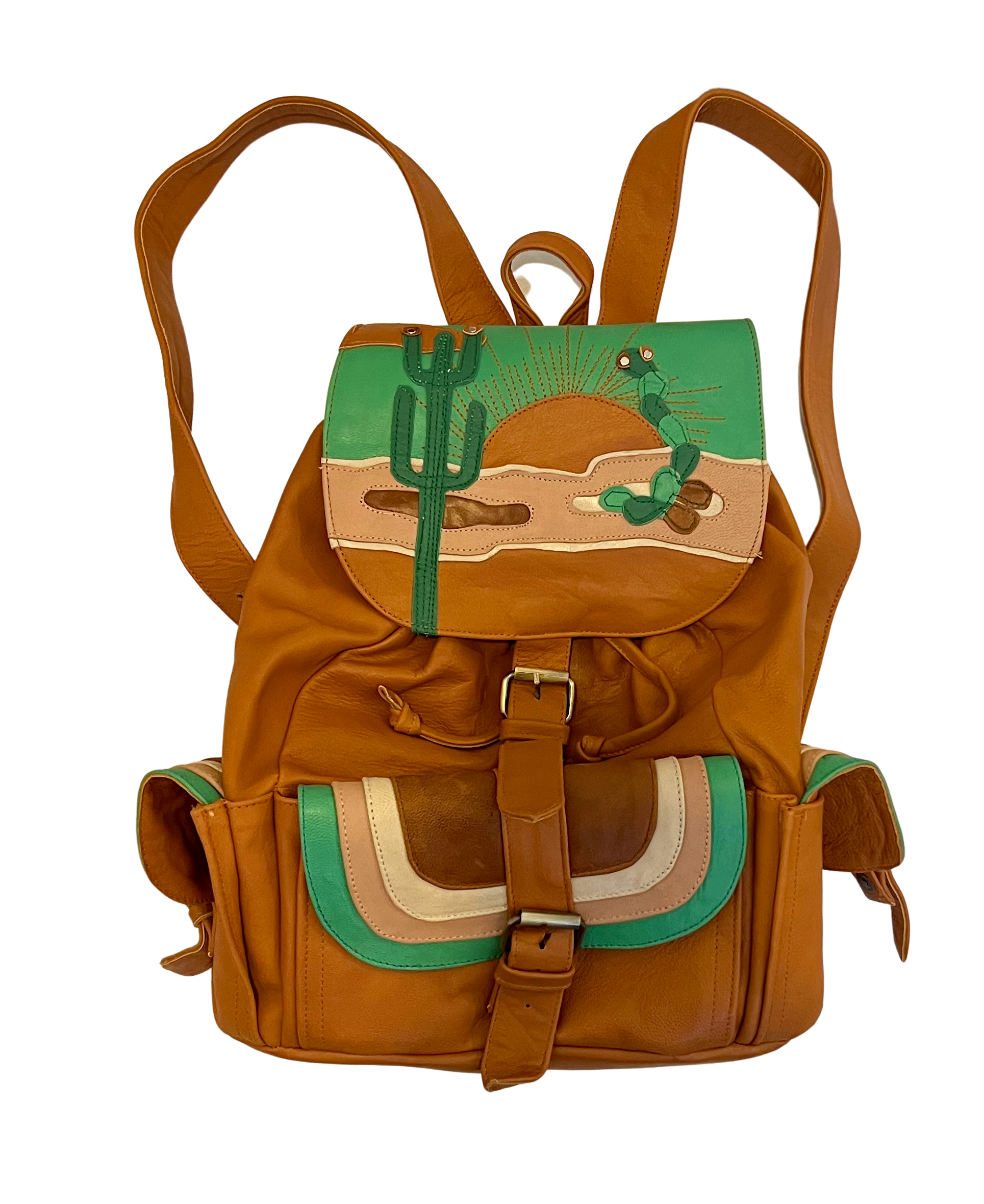 cactus leather backpack Boho Leather Backpack